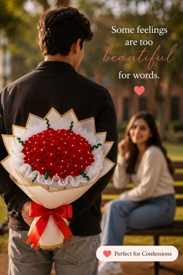 Handmade Red Baby's Breath Pipe Cleaner Flower Bouquet | Premium Chenille Artificial Flower Bouquet for Anniversary, Valentine's Day, Birthday & Home Decor