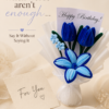 Handmade Blue Tulip & Lily Pipe Cleaner Flower Bouquet with Birthday Greeting Card | Cute Gift Bouquet for Birthday & Anniversary