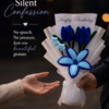 Handmade Blue Tulip & Lily Pipe Cleaner Flower Bouquet with Birthday Greeting Card | Cute Gift Bouquet for Birthday & Anniversary