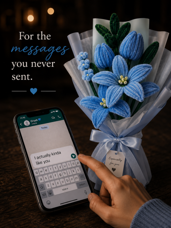 Handmade Blue Tulip & Lily Pipe Cleaner Flower Bouquet | Premium Chenille Artificial Flower Bouquet for Birthday, Anniversary, Valentine's Day & Home Decor