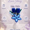 Handmade Blue Tulip & Lily Pipe Cleaner Flower Bouquet with Birthday Greeting Card | Cute Gift Bouquet for Birthday & Anniversary