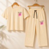 Girls Cool Bears Printed Cotton Co-Ord Set | Kids Half Sleeve T-Shirt & Wide Leg Palazzo Pants Set