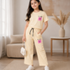 Girls Cool Bears Printed Cotton Co-Ord Set | Kids Half Sleeve T-Shirt & Wide Leg Palazzo Pants Set