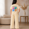Girls Cool Bears Printed Cotton Co-Ord Set | Kids Half Sleeve T-Shirt & Wide Leg Palazzo Pants Set
