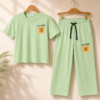 Girls Cool Bears Printed Cotton Co-Ord Set | Kids Half Sleeve T-Shirt & Wide Leg Palazzo Pants Set