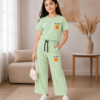 Girls Cool Bears Printed Cotton Co-Ord Set | Kids Half Sleeve T-Shirt & Wide Leg Palazzo Pants Set