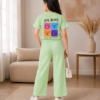 Girls Cool Bears Printed Cotton Co-Ord Set | Kids Half Sleeve T-Shirt & Wide Leg Palazzo Pants Set