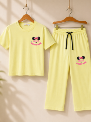 Girls Disney Printed Cotton T-Shirt & Palazzo Co-Ord Set | Casual Summer Wear for Girls