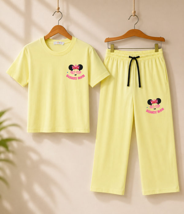 Girls Disney Printed Cotton T-Shirt & Palazzo Co-Ord Set | Casual Summer Wear for Girls