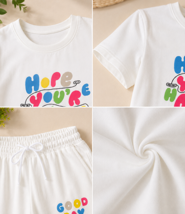 Girls Printed Cotton Co-Ord Set with Wide Leg Palazzo Pants | Half Sleeve T-Shirt & Bottom Set