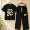 Girls Printed T-Shirt with Palazzo Pants Co-Ord Set | Casual Cotton Lounge Wear Set for Girls