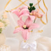 Handmade Pink Lily Pipe Cleaner Flower Bouquet | Crochet Style Artificial Flower Bouquet for Gifts & Home Decor