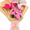 Handmade Pink Lily Pipe Cleaner Flower Bouquet | Crochet Style Artificial Flower Bouquet for Gifts & Home Decor