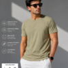 Men's Olive Green Cotton T-Shirt Regular Fit Round Neck Casual Wear
