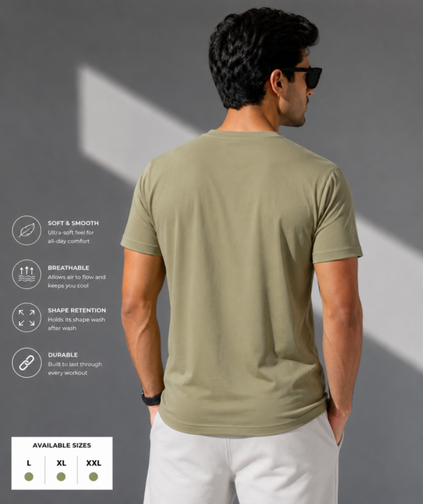 Men's Olive Green Cotton T-Shirt Regular Fit Round Neck Casual Wear