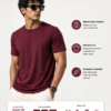 Men's Maroon Cotton T-Shirt Regular Fit Round Neck Casual Plain Tee