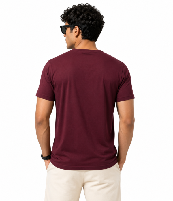 Men's Maroon Cotton T-Shirt Regular Fit Round Neck Casual Plain Tee