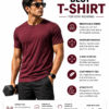 Men's Maroon Cotton T-Shirt Regular Fit Round Neck Casual Plain Tee
