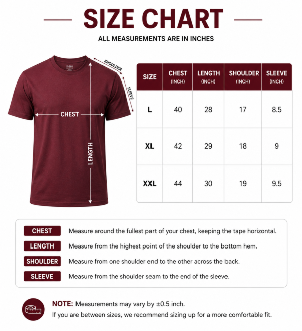Men's Maroon Cotton T-Shirt Regular Fit Round Neck Casual Plain Tee