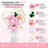 Handmade Pink Lily Pipe Cleaner Flower Bouquet | Crochet Style Artificial Flower Bouquet for Gifts & Home Decor