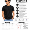 Men's Black Cotton T-Shirt Regular Fit Round Neck Casual Plain T-Shirt