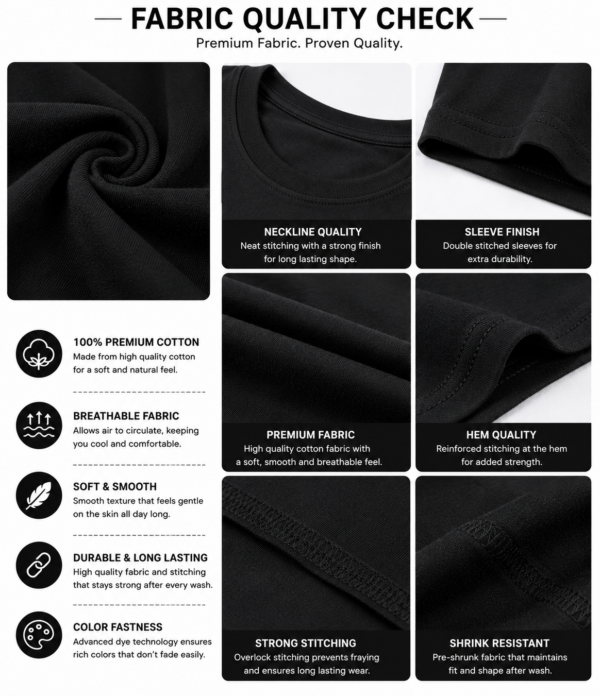 Men's Black Cotton T-Shirt Regular Fit Round Neck Casual Plain T-Shirt
