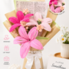 Handmade Pink Lily Pipe Cleaner Flower Bouquet | Crochet Style Artificial Flower Bouquet for Gifts & Home Decor