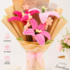 Handmade Pink Lily Pipe Cleaner Flower Bouquet | Crochet Style Artificial Flower Bouquet for Gifts & Home Decor