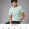 Men's Mint Green Cotton T-Shirt Regular Fit Round Neck Casual Plain Tee