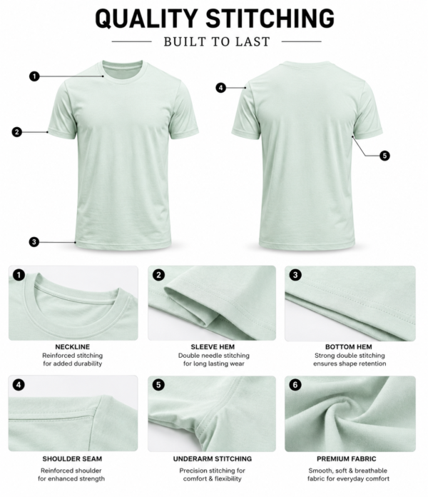 Men's Mint Green Cotton T-Shirt Regular Fit Round Neck Casual Plain Tee