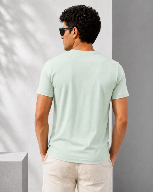 Men's Mint Green Cotton T-Shirt Regular Fit Round Neck Casual Plain Tee