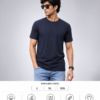 Men's Navy Blue Cotton T-Shirt Regular Fit Round Neck Casual Plain Tee