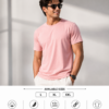 Men's Baby Pink Cotton T-Shirt Regular Fit Round Neck Casual Plain Tee