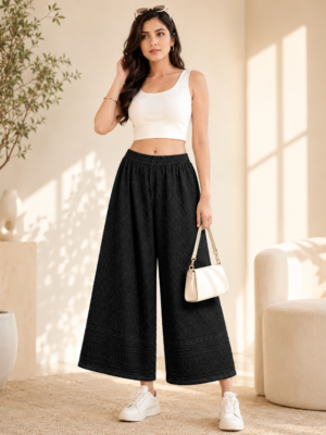 Girls Embroidered Palazzo Pants | Stylish Wide Leg Palazzo for Girls