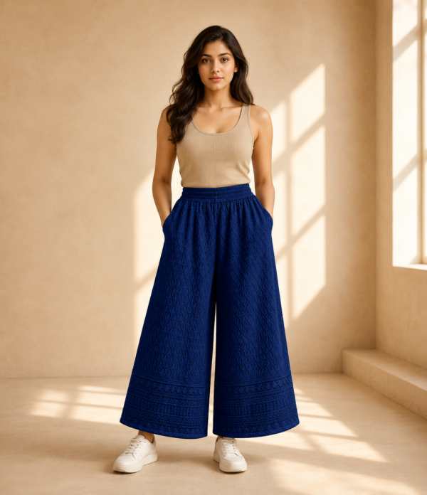 Girls Embroidered Palazzo Pants | Stylish Wide Leg Palazzo for Girls
