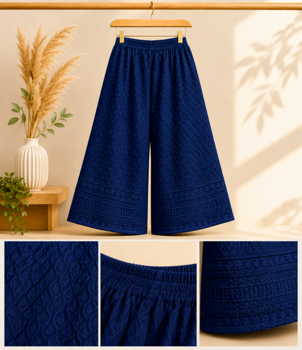 Girls Embroidered Palazzo Pants | Stylish Wide Leg Palazzo for Girls