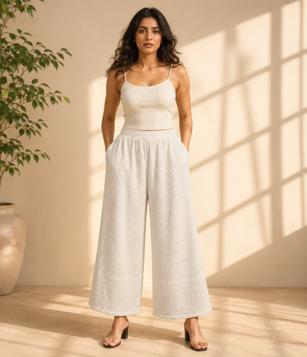 Girls Embroidered Palazzo Pants | Stylish Wide Leg Palazzo for Girls