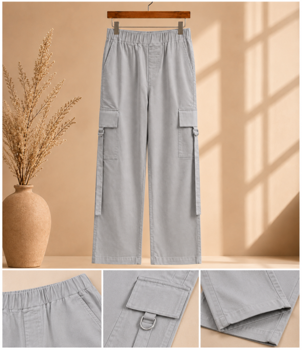 Girls Wide Leg Cargo Pants | Trendy High Waist Cargo Trousers for Girls Casual Wear