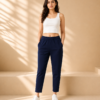 Women Solid Cigarette Pants | Stretchable Casual Ankle Length Cigaar Pants for Women & Girls