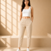 Women Solid Cigarette Pants | Stretchable Casual Ankle Length Cigaar Pants for Women & Girls