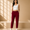 Women Solid Cigarette Pants | Stretchable Casual Ankle Length Cigaar Pants for Women & Girls