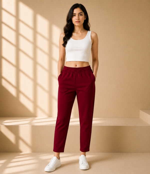 Women Solid Cigarette Pants | Stretchable Casual Ankle Length Cigaar Pants for Women & Girls