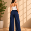 Girls Wide Leg Cargo Pants | Stylish Cotton Blend Palazzo Cargo Trousers for Girls