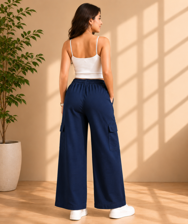 Girls Wide Leg Cargo Pants | Stylish Cotton Blend Palazzo Cargo Trousers for Girls