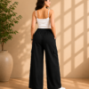 Girls Wide Leg Cargo Pants | Stylish Cotton Blend Palazzo Cargo Trousers for Girls