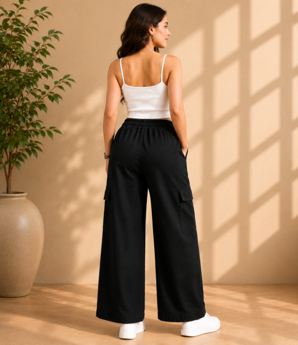 Girls Wide Leg Cargo Pants | Stylish Cotton Blend Palazzo Cargo Trousers for Girls