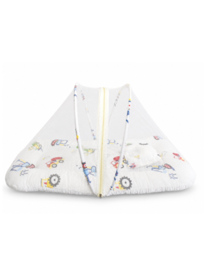 Baby Mosquito Net Bedding Set with Pillow – Vehicle Print Newborn Baby Sleeping Bed