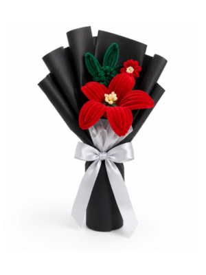 Handmade Red Lily Pipe Cleaner Flower Bouquet | Premium Chenille Flower Bouquet for Valentine's Day, Anniversary, Birthday & Speechless Confessions
