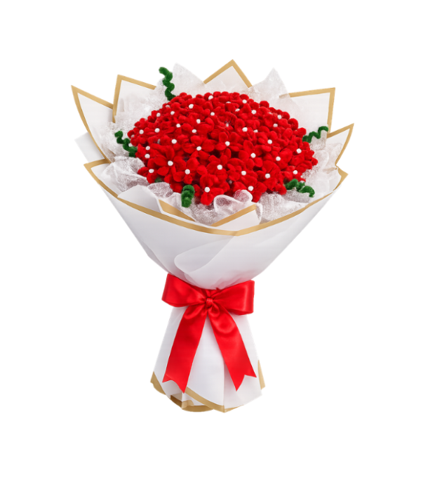 Handmade Red Baby's Breath Pipe Cleaner Flower Bouquet | Premium Chenille Artificial Flower Bouquet for Anniversary, Valentine's Day, Birthday & Home Decor