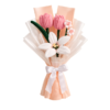 Handmade Pink Tulip & White Lily Pipe Cleaner Flower Bouquet | Premium Chenille Flower Bouquet for Birthday, Anniversary, Valentine's Day & Proposal